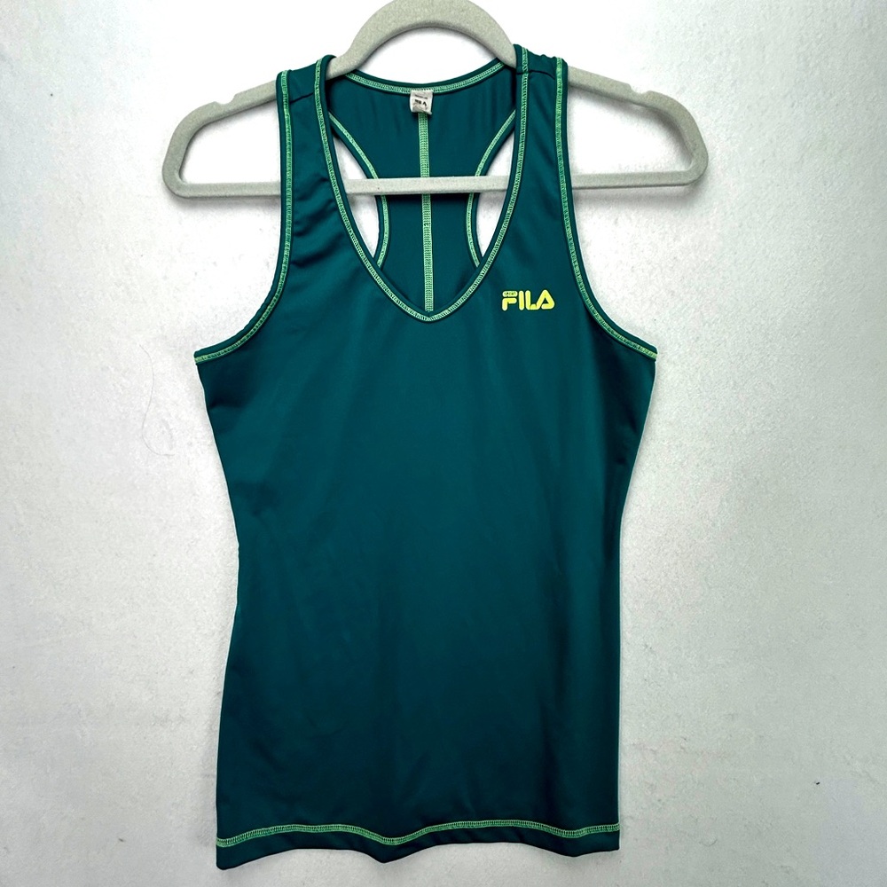 Fila Sport Green 2 ToneSeams Tank Top RacerBack Size Medium Athletic 766